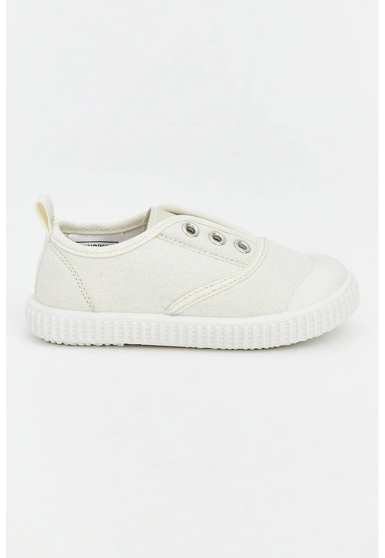 Tenisi slip-on din material textil, Alb fildes