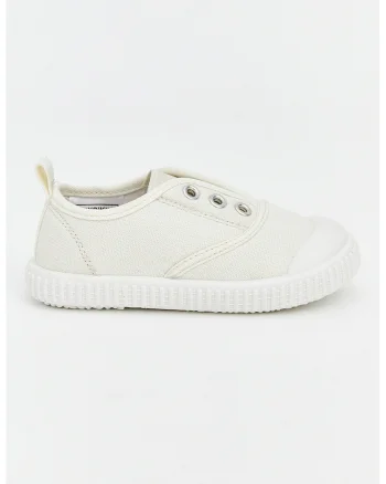 Tenisi slip-on din material textil, Alb fildes