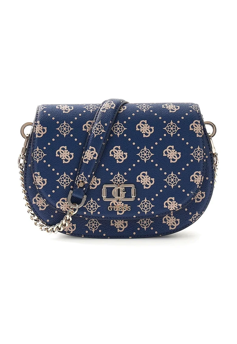 Geanta crossbody din piele ecologica cu model logo Emelie, Bleumarin
