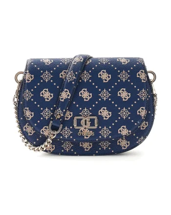 Geanta crossbody din piele ecologica cu model logo Emelie, Bleumarin