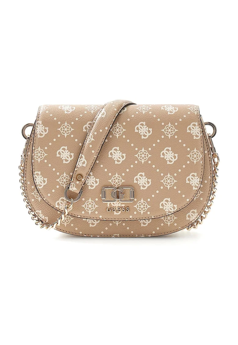 Geanta crossbody din piele ecologica cu model logo Emelie, Bej