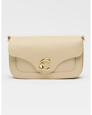 Geanta crossbody de piele cu model colorblock C-Me, Maro nisip