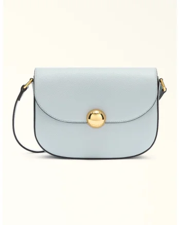 Geanta crossbody din piele Moonlight, Albastru pastel/Negru stins