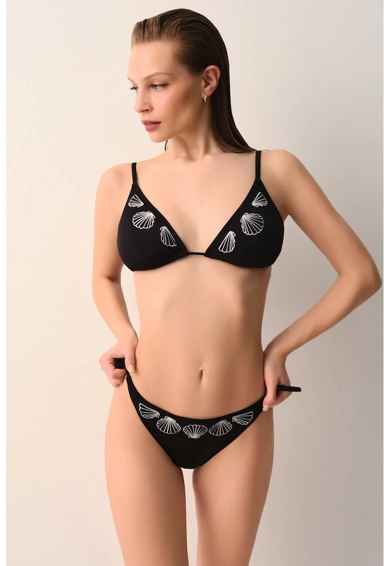 Slip cu imprimeu scoici, Alb/Negru