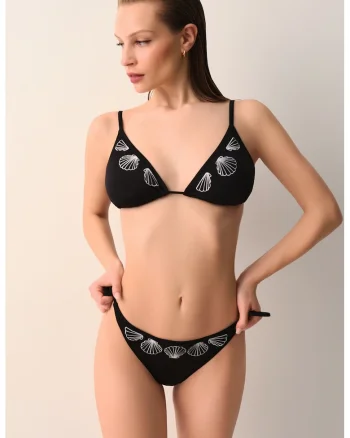 Slip cu imprimeu scoici, Alb/Negru