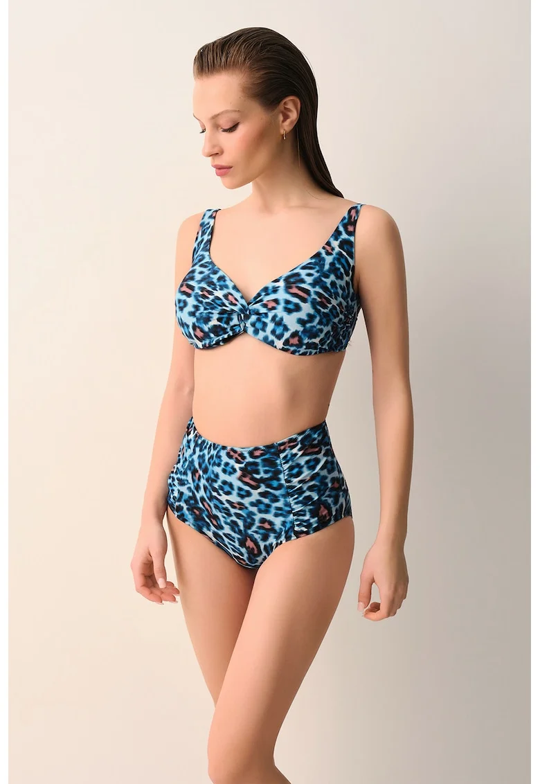 Slip cu animal print, Roz somon/Albastru