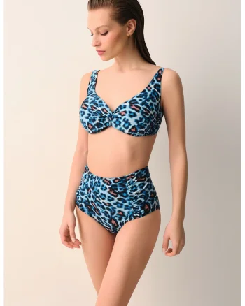 Slip cu animal print, Roz somon/Albastru
