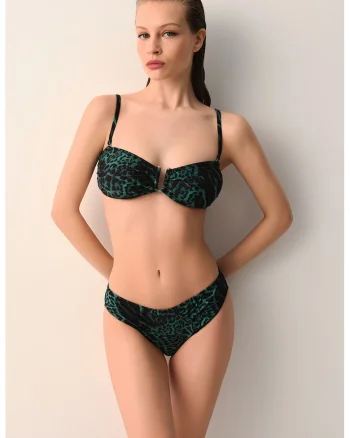 Slip cu animal print, Verde/Negru