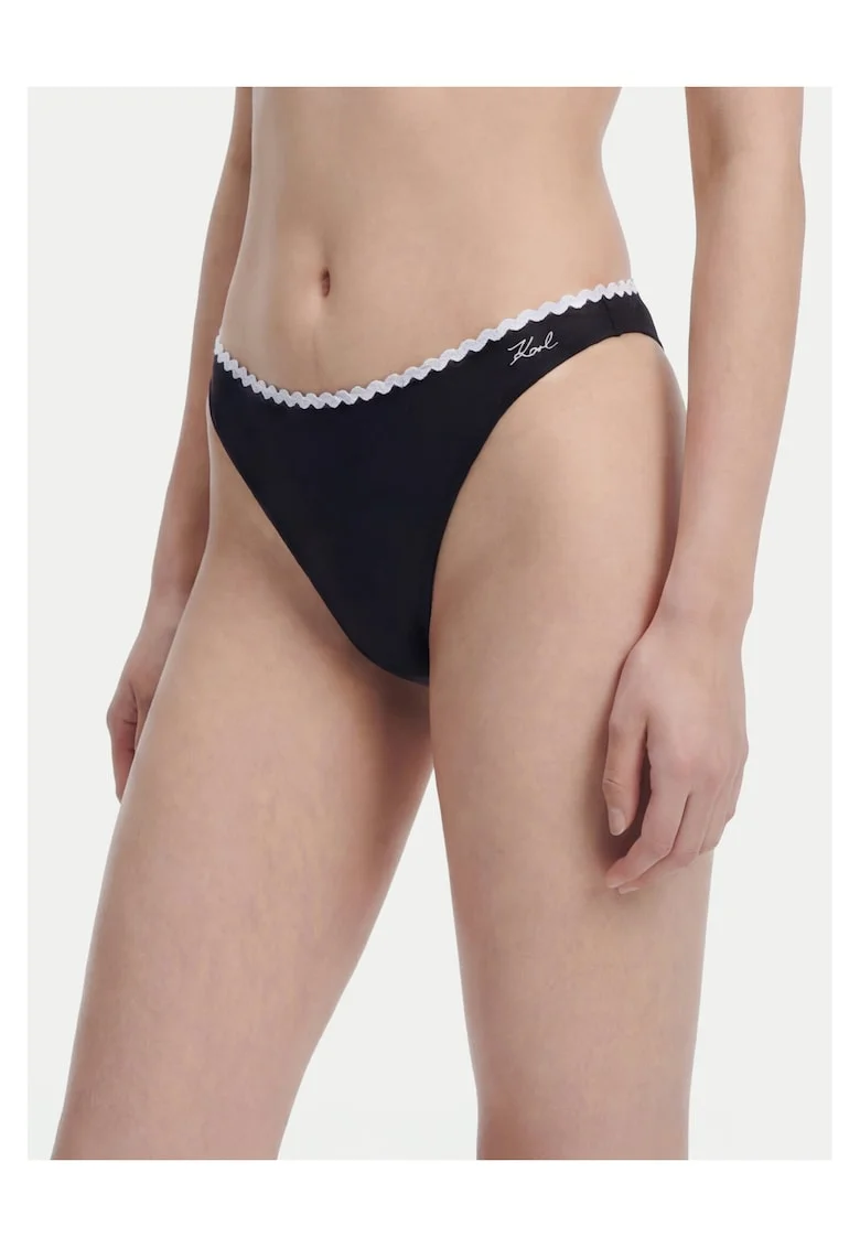 Slip de bikini dama,  negru, nailon reciclat, Negru