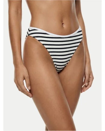 Costum de baie dama,  slip bikini, dungi, bleumarin, poliamida