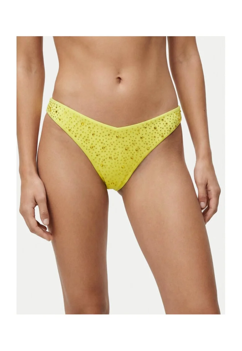 Costum de baie dama,  slip bikini, Galben, poliamida