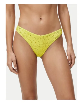 Costum de baie dama,  slip bikini, Galben, poliamida