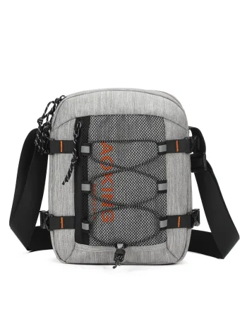 Geanta crossbody unisex cu buzunar din plasa, Gri