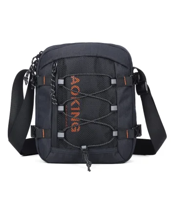 Geanta crossbody unisex cu buzunar din plasa, Negru