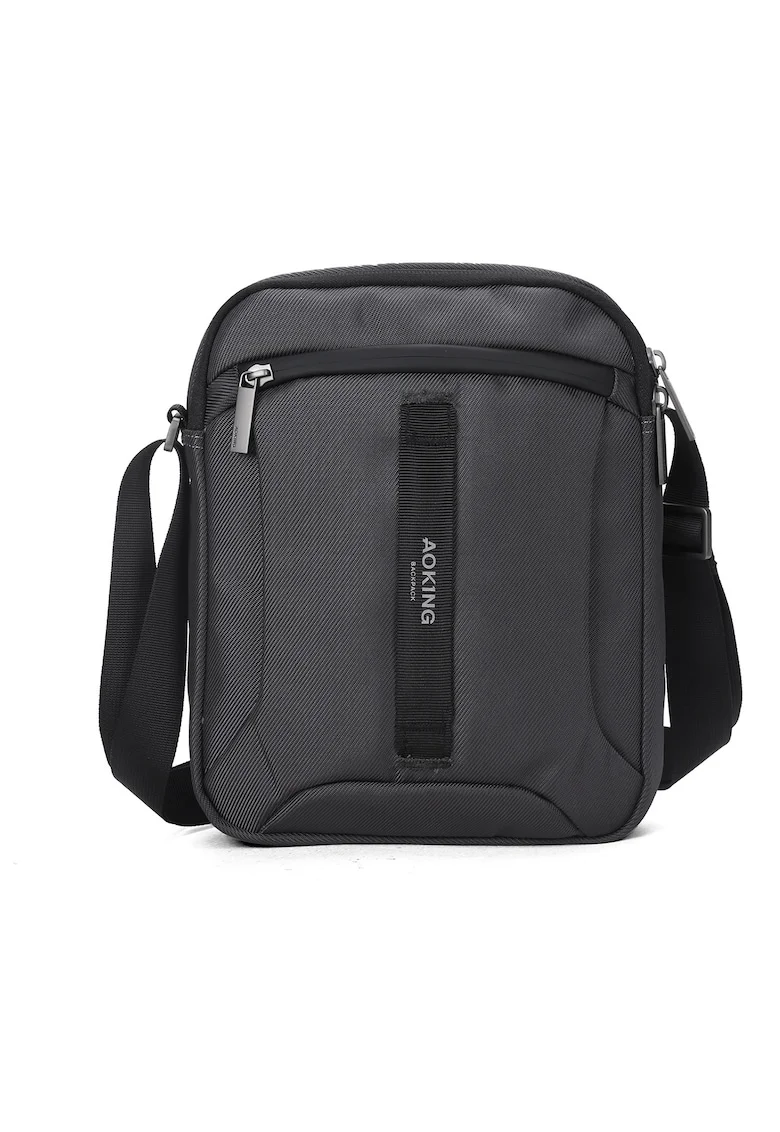 Geanta crossbody unisex cu buzunare cu fermoar, Gri