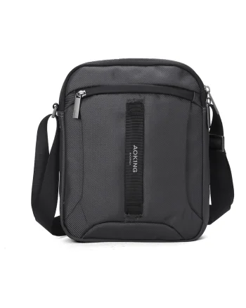 Geanta crossbody unisex cu buzunare cu fermoar, Gri