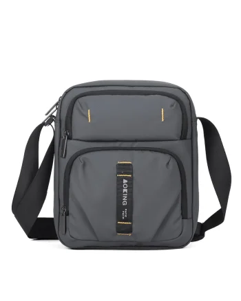 Geanta crossbody unisex cu buzunare cu fermoar, Gri