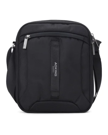Geanta crossbody unisex cu buzunare cu fermoar, Negru