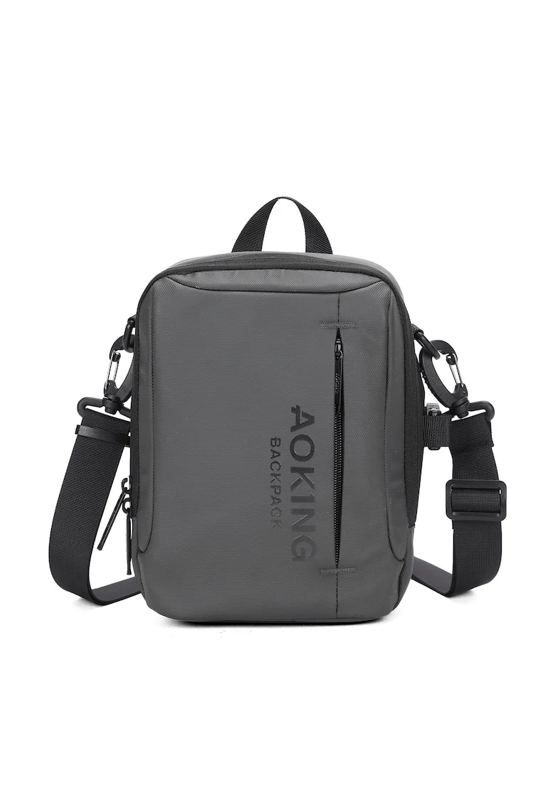 Geanta crossbody unisex cu logo, Gri