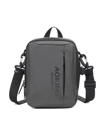 Geanta crossbody unisex cu logo, Gri