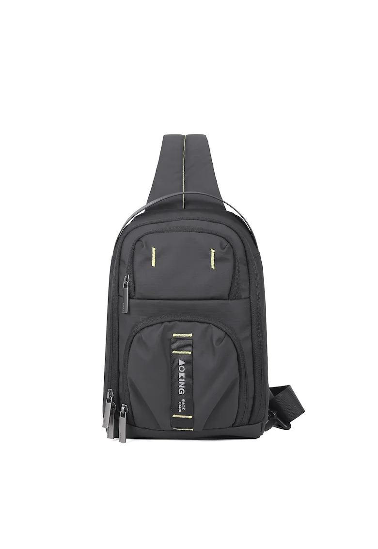 Geanta crossbody unisex cu buzunare exterioare, Negru
