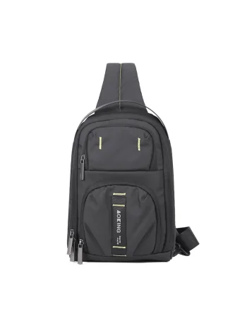 Geanta crossbody unisex cu buzunare exterioare, Negru