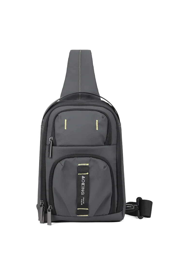 Geanta crossbody unisex cu buzunare exterioare, Gri