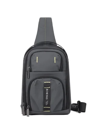 Geanta crossbody unisex cu buzunare exterioare, Gri