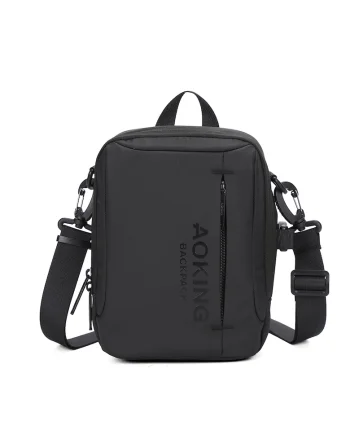 Geanta crossbody unisex cu logo, Negru