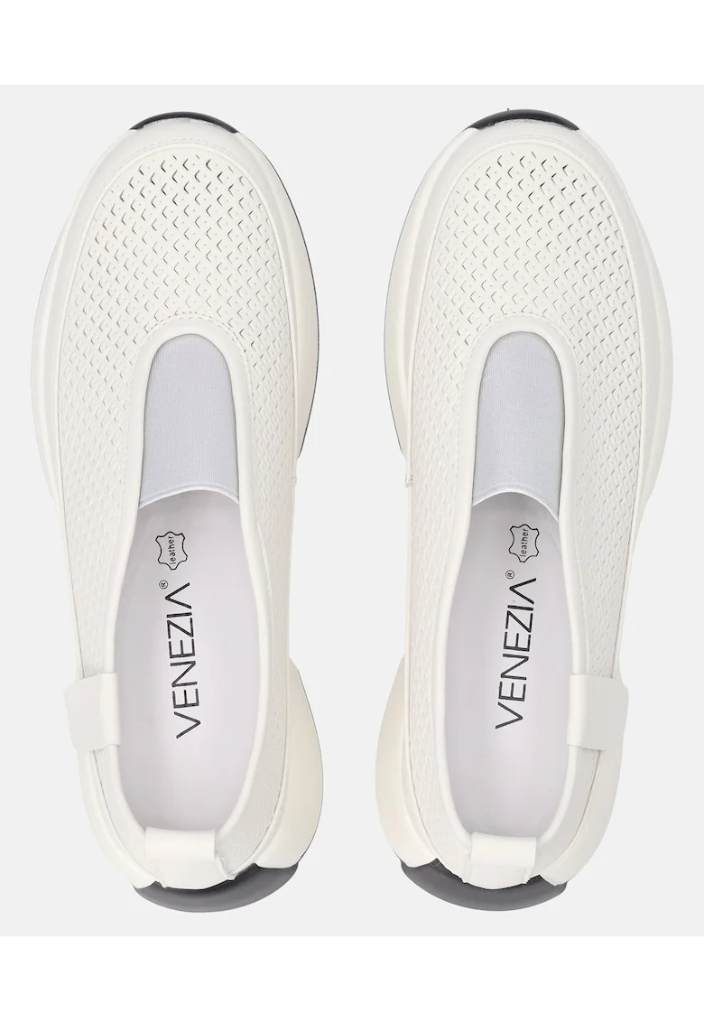 Pantofi sport de piele slip on cu platforma