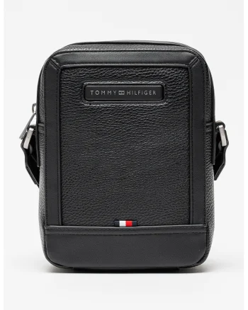 Geanta crossbody de piele ecologica cu logo Central, Negru