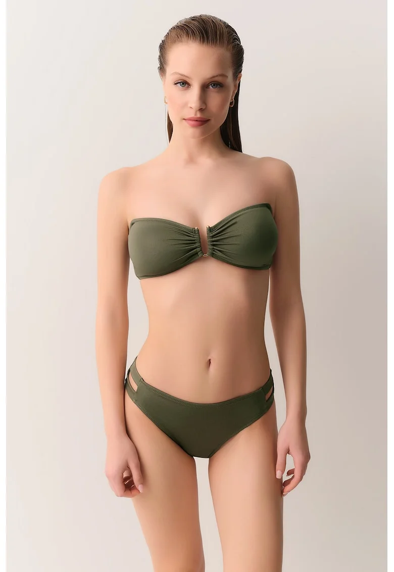 Sutien balconette de baie cu bretele inguste detasabile, Verde stins