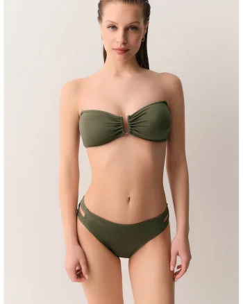 Sutien balconette de baie cu bretele inguste detasabile, Verde stins