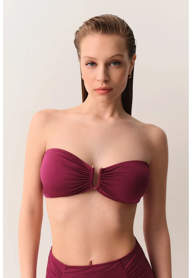 Sutien balconette de baie cu bretele inguste detasabile, Roz fandango