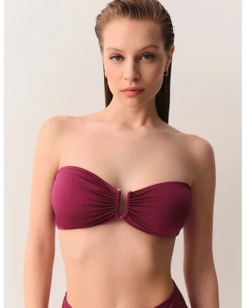 Sutien balconette de baie cu bretele inguste detasabile, Roz fandango