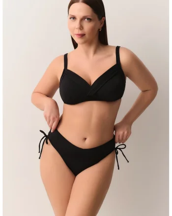 Slip hipster cu snururi laterale, Negru