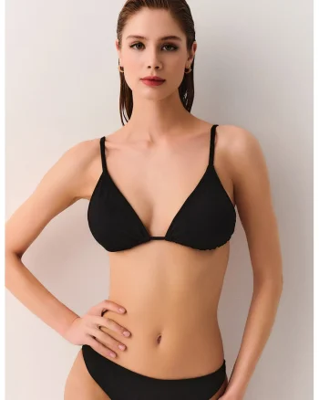 Sutien de baie cu cupe triunghiulare, Negru