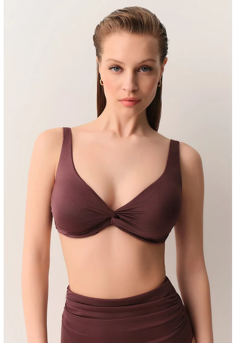 Sutien de baie cu detaliu rasucit, Violet pruna