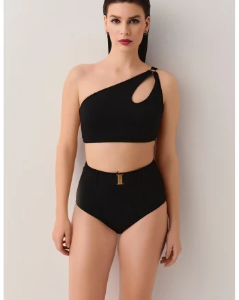Slip cu design curea si talie inalta, Negru