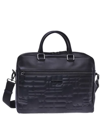 Geanta crossbody unisex de piele cu fermoar frontal, Negru
