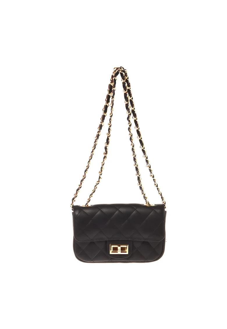 Geanta crossbody din piele matlasata, Negru