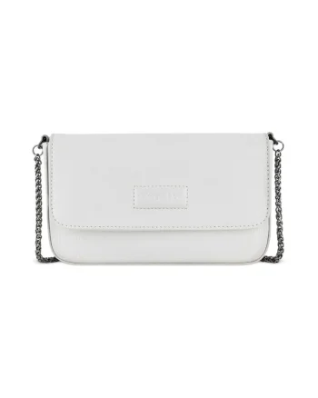 Geanta Crossbody dama  Elsa, piele naturala, 494612, Alb murdar