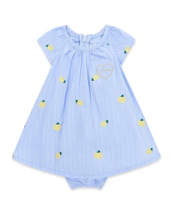 Rochie de bumbac cu imprimeu si chiloti, Albastru pastel