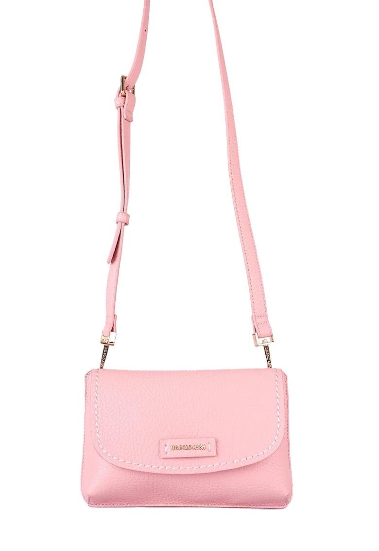 Geanta crossbody de piele ecologica cu bareta detasabila, Roz pastel