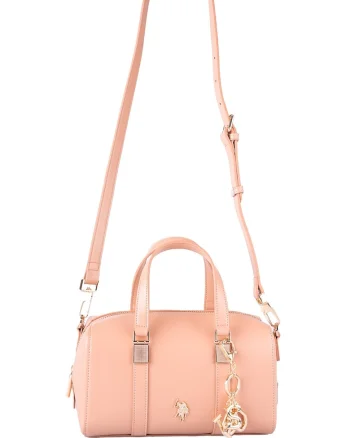 Geanta crossbody de piele ecologica, Roz somon