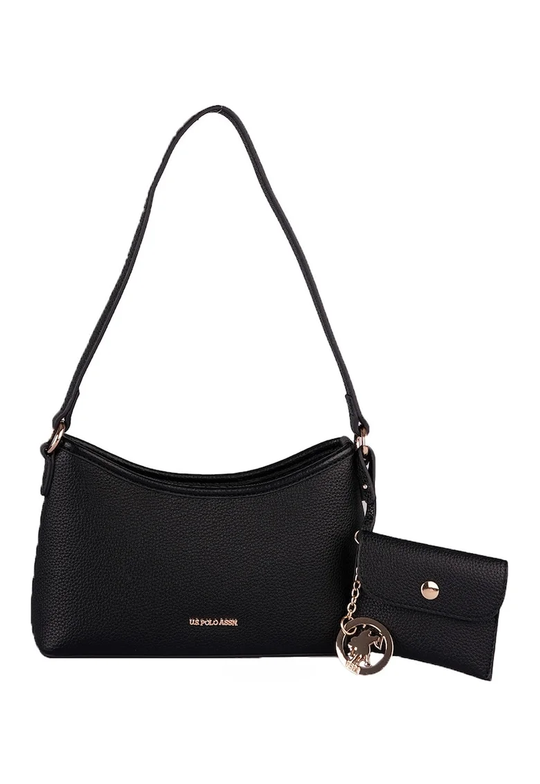 Geanta crossbody de piele ecologica cu talisman-etui, Negru