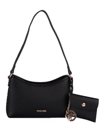 Geanta crossbody de piele ecologica cu talisman-etui, Negru