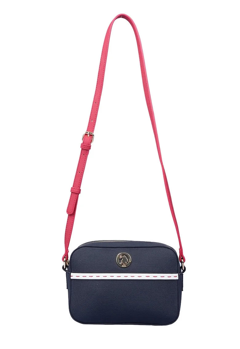 Geanta crossbody cu logo, Rosu/Alb/Bleumarin