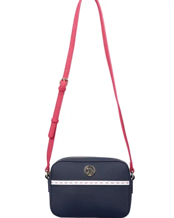Geanta crossbody cu logo, Rosu/Alb/Bleumarin