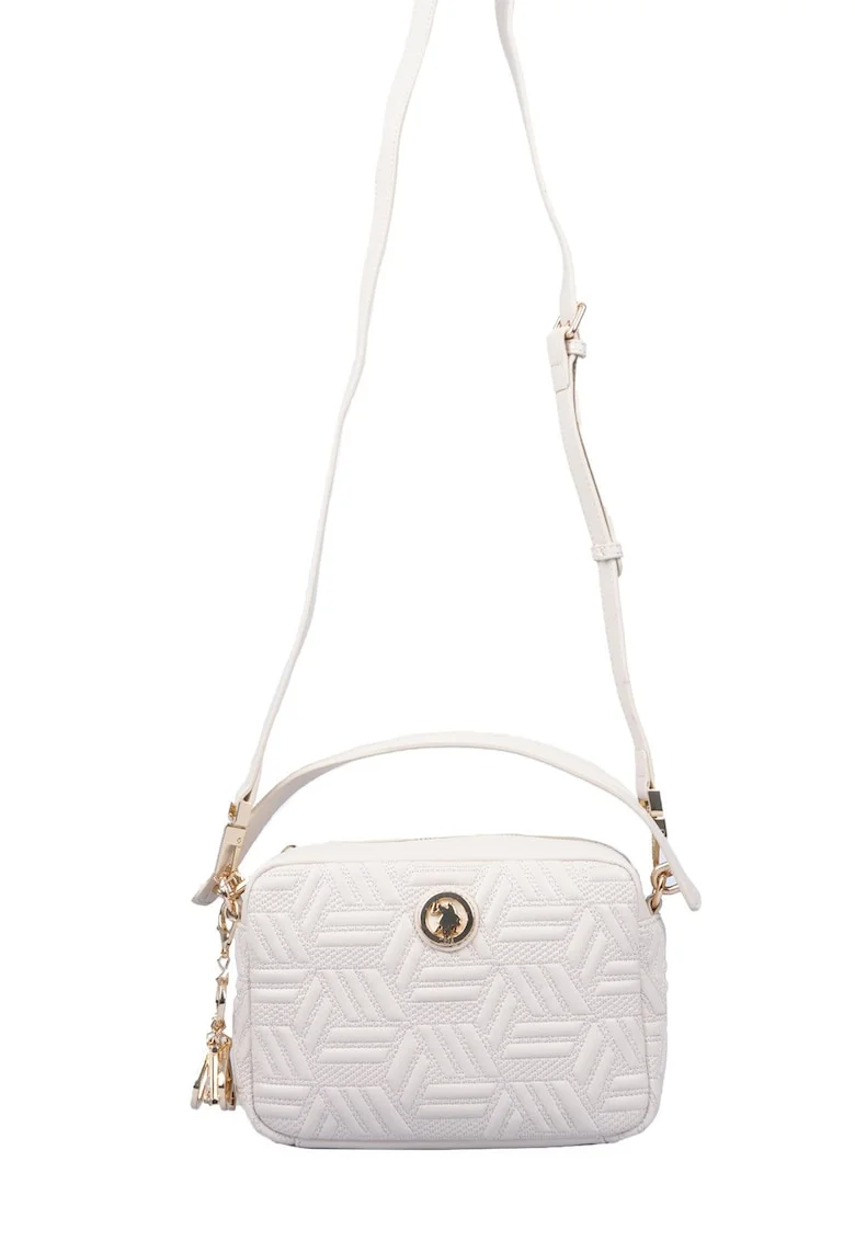 Geanta crossbody texturata de piele ecologica, Crem